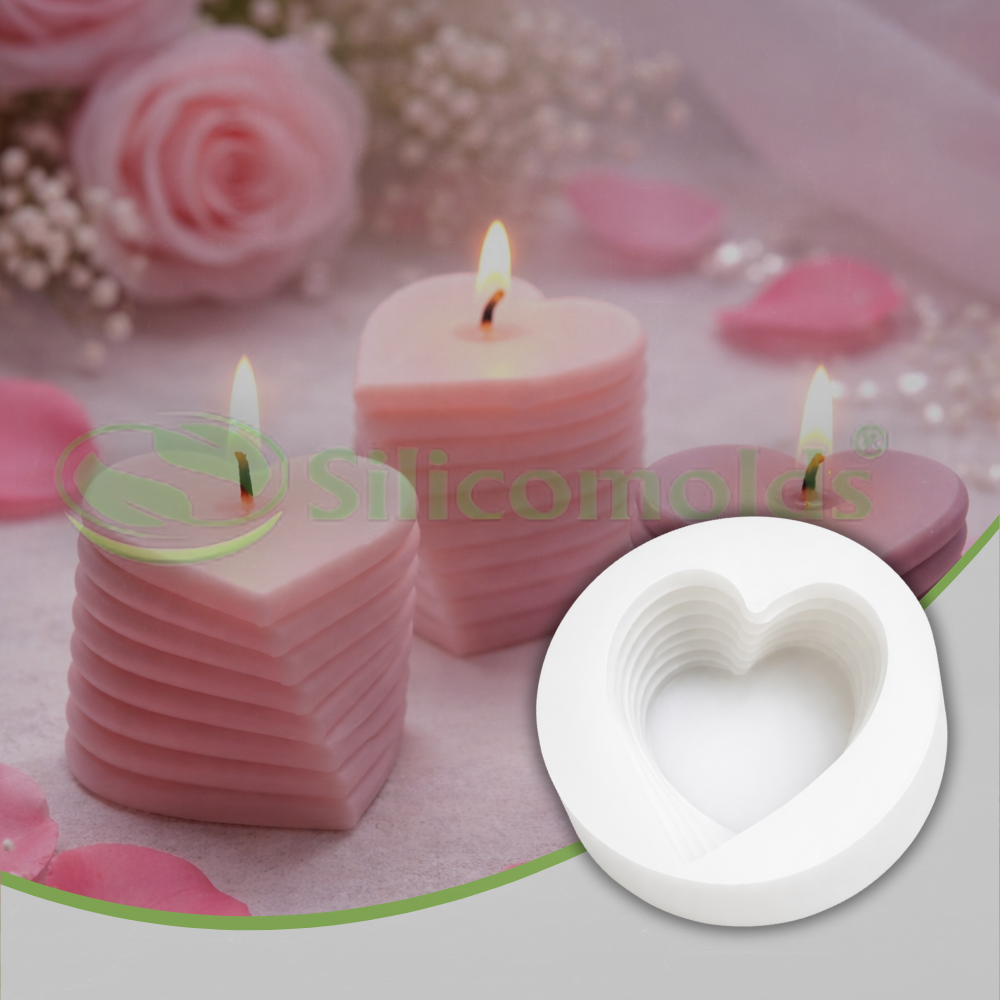 Silicomolds - 2" Layered Heart Candle / Wax / Soap Mold - URP385CM